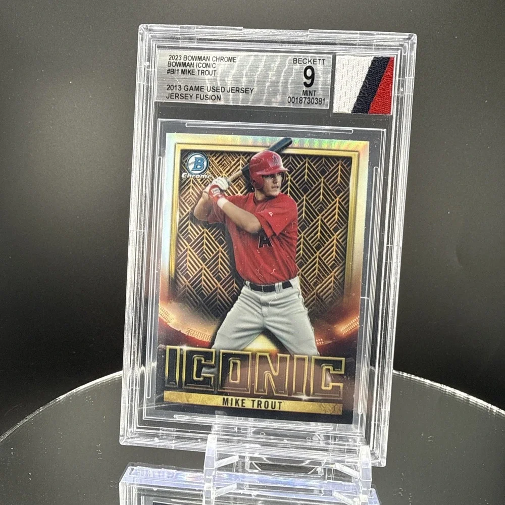 2023‎ Bowman Chrome - Iconic Mike Trout Triple Patch 2013 Game Worn Jersey BGS 9